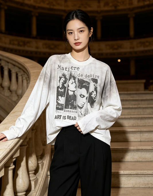 Dotlune Long Sleeve Graphic Tee — The Portrait That Turns Heads