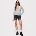 Dotlune Ribbed Crop Top — Lace-Trim Softness Meets Y2K Edge